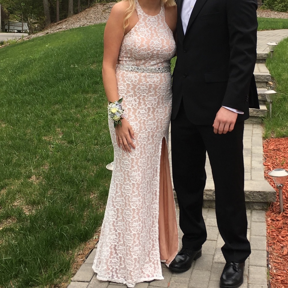 White lace prom dress